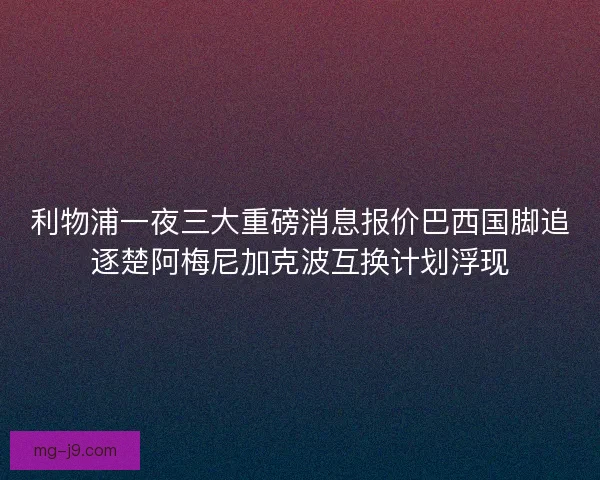 利物浦一夜三大重磅消息报价巴西国脚追逐楚阿梅尼加克波互换计划浮现